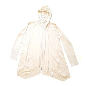 Barefoot Dreams White Grayish CozyChic Ultra Lite Hooded Seashore Cardigan Sz XS